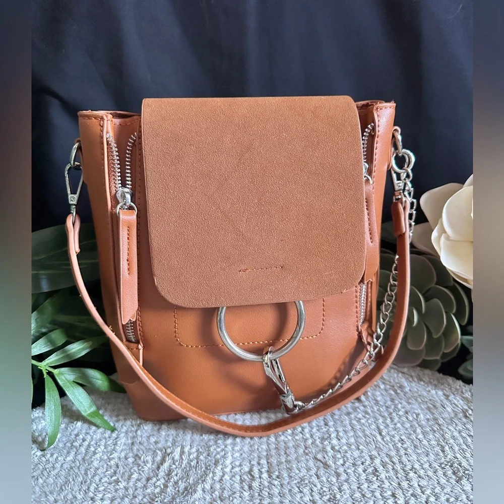 LULUs Sidewalk Stunner Brown Vegan Leather Backpack Shoulder Bag – Boho backpack - Picture 3 of 7